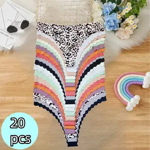 20 pieces of wave-edged seamless women's underwear. Ten-color combination including double leopard print. Icesilk fabric is soft and skin-friendly. Invisible and without curling. Fashion and comfort coexist.
