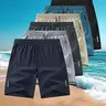 Summer Men's Shorts, Casual Street Shorts, Quick-Dry Breathable Fabric, Comfortable Polyester Blend, Slight Elasticity, Solid Color, Convenient Pockets, Casual Style