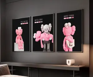 Set of 3 Black and Pink Kaws Poster, Fashion Wall Art , HypeBeast Home Decor, DIGITAL DOWNLOAD, Black Pink Aesthetic Print, Girl Room Decor