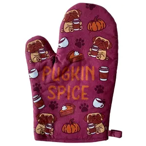 Pugkin Spice Oven Mitt Funny Fall Autumn Pumpkin Spice Latte Dog Love Pug Kitchen Glove Funny Graphic Kitchenware Bakeware Coffee  Funny Dog  Novelty Cookware Multi
