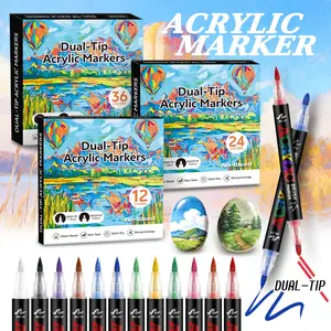 Acrylic Paint Marker Set, 12 Colors, Ideal for Wood, Canvas, Stone, Glass, Ceramic, Perfect Gift for Artists, Students, Back-To-School Season