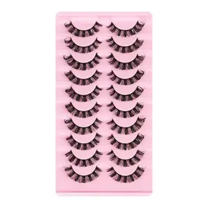 10 Pairs Russian Strip Lashes DD Curl Lashes 3D Eyelashes Reusable Fluffy False Lashes Russian Extensions