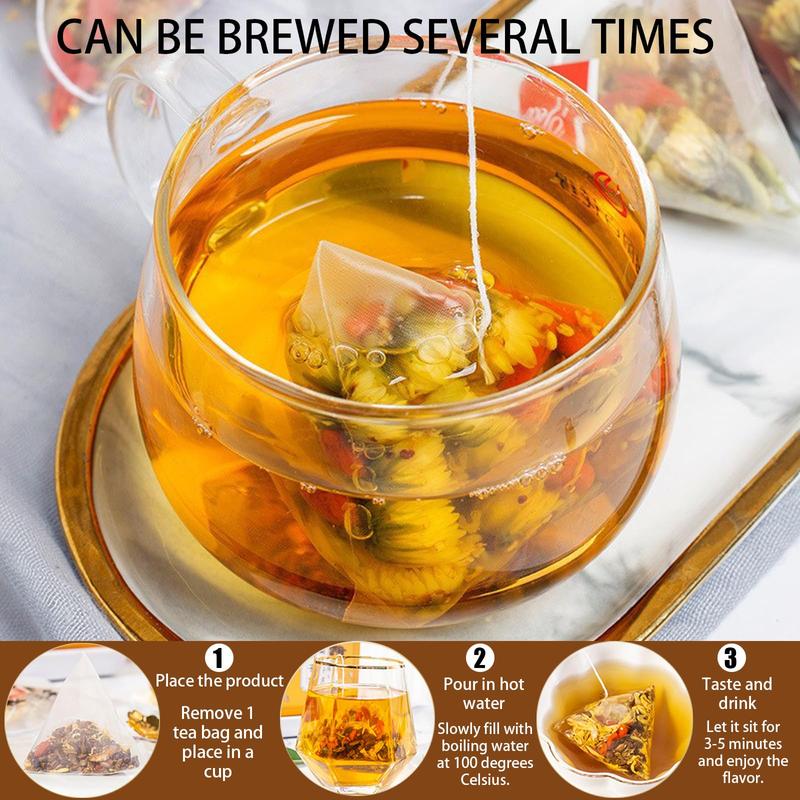 GOJI BERRY TEA 8 CHINESE HERBAL INGREDIENTS BLEND,DANDELION WOLFBERRY ORGANIC, CASSIA SEED, CHRYSANTHEMUM, HONEYSUCKLE, TEA LOOSE LEAF (3BOX(45BAGS))