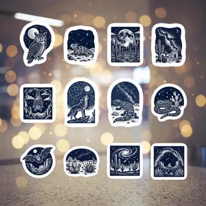Silver Moons and Saguaro Shadows - 12 Pack Vinyl Sticker Set