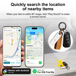 Rectangular Key Finder Tracker, No Monthly Fee, Dual System Android and iOS, Global Use, Replaceable Battery, for Keys, Luggage, Backpacks