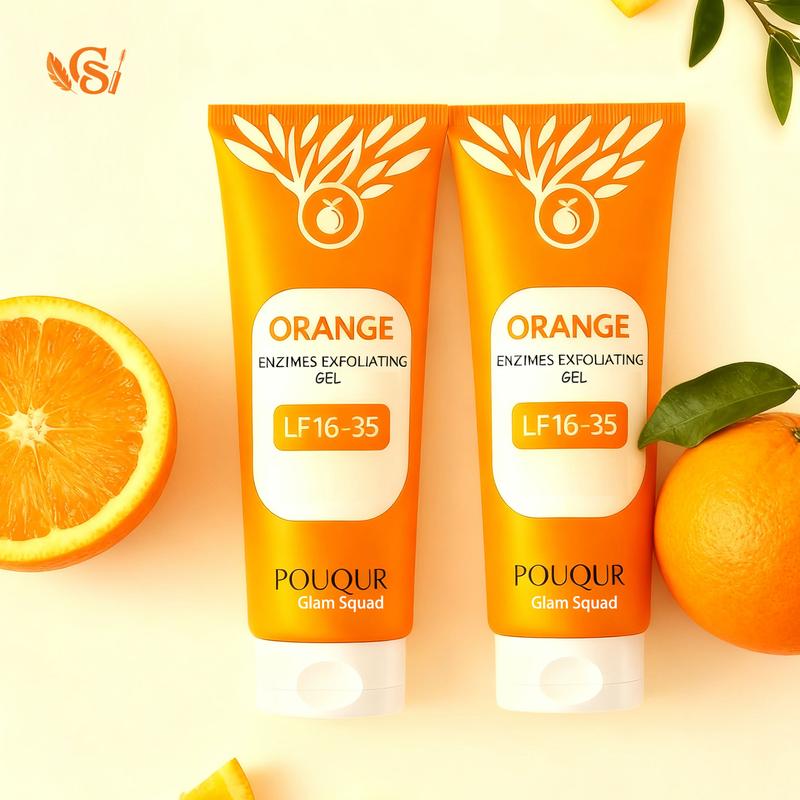 Orange Exfoliating Gel, Vitamin C Face & Body Scrub, Deep Cleansing Peeling Gel, Brightening Facial Exfoliator, Dead Skin Remover, Natural Skincare
