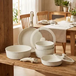 Removable Handle Cookware Set, Versatile and Space-Saving Kitchen Essentials, Non-Stick Pots and Pans for Easy Cooking