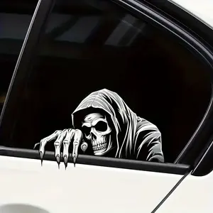 Skull Guardian Sticker for Cars Trucks Motorcycles Laptops Toolboxes Yachts Boats Doors Windows Home Decor, Unique Design, Easy Application, Windshield Sticker