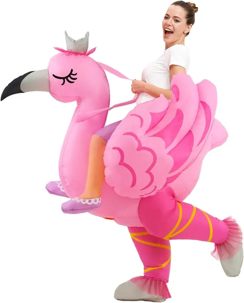 Inflatable Flamingo Costume Adult, Inflatable Costumes Women, Pink Flamingo Funny Suit Blow Up Costume for Adults, Halloween Costumes Summer Hawaiian Luau Flamingo Themed Party