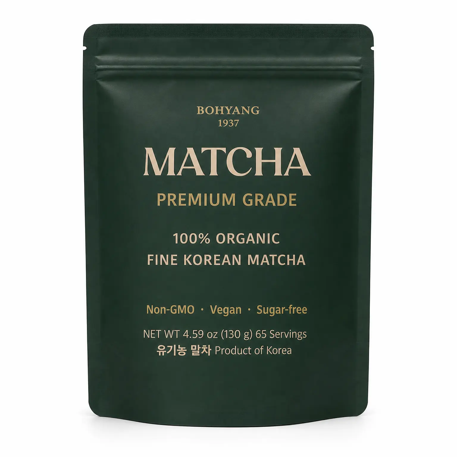 Bohyang Organic Korean Matcha Powder – 100% Pure Fine Matcha, Sugar-Free, Vegan, 4.59 oz (130g)