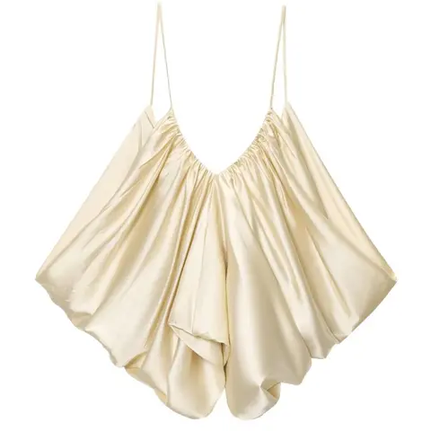 Indefeir Summer New Women's Cami Top, Casual Beach Tank, Beachy Tops, European Style Fashion Chic Sexy Silk Texture Pleated Halter Neck Sleeveless, Casual Fitted Solid Plain Design, Camisole Tank Tops