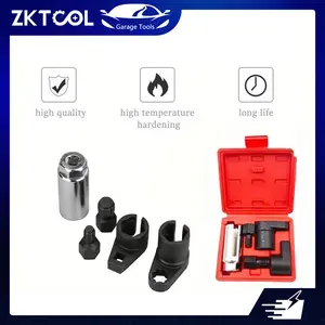 ZKTOOL 5-Pack Car Oxygen Sensor Socket Removal Wrench Set - Offset Sockets, Thread Cleaners, Precision Tool for Car Engine & Transmission Sensor Repair