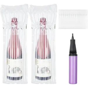 Wine Bags Bottle Protector for Travel - 10 Packs, Inflatable Air Column Bubble Cushion Wrap Wine Bottles Packaging Sleeve for Shipping Airplane Suitcase - 13 x 3.5 Inch