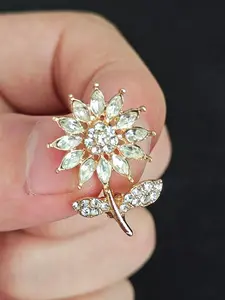 Sunflower Design Rhinestone Brooch Pin, Cute Flower Shaped Brooch for Women & Girls, Fashion Brooch for Daily Clothing Decor, Trendy All-match & Exquisite Brooch for Birthday Gift, Durable Metal Pins
