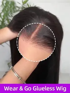 Ready To Go Glueless Wigs Human Hair Pre Plucked 4x4 Hd Lace Closure Wig Bye Bye Knots Lace Front Straight Wigs For Women