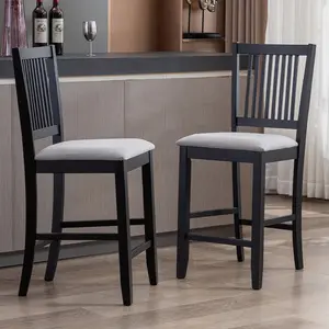 Duhome 25" Ventura Wood Bar Stools Set of 2, Counter Height Chairs Upholstered Barstool with Backrest Farmhouse Counter Stools for Kitchen Islands