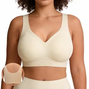 Soft Intention Women's Seamless Wireless Bra Full Coverage Push Up No Underwire Tshirt Comfortable Everyday Plus Size Friendly Jelly