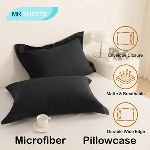 NTBAY 100% Microfiber Pillowcases Set, Envelope Closure Pillow Covers with Durable Wide Hem Edge, Soft Breathable Wrinkle Resistant Bed Pillow Cases for Bedroom Home Decor, Multiple Colors Available for Men Women