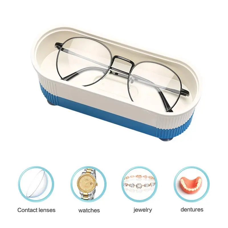 High-Frequency Ultrasonic Glasses Cleaner Machine - Wireless Control, Compact in Size, Convenient Design, Automatic Power-Off Protection System for Contact Lenses, Dentures, Screwdrivers, Cordless