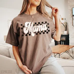 Comfort Colors Checkers Mama T-shirt, Retro Vintage Mama Graphic Tee, Motherhood Shirt, Trendy Checkered Print Tee, Comfortable Mama Top