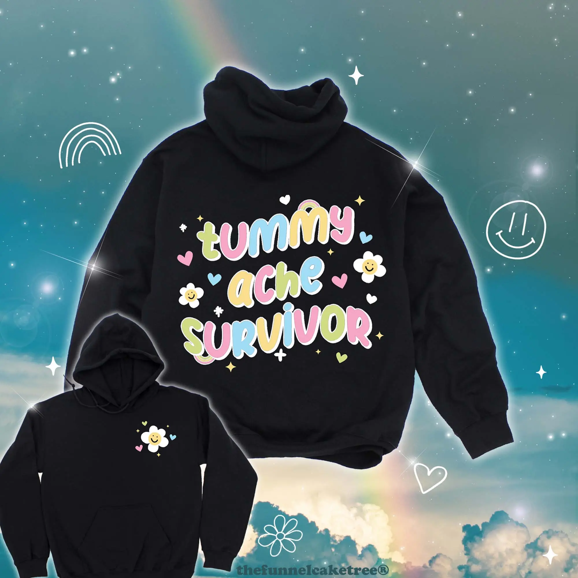 Tummy Ache Survivor Pullover Hoodie by Izy with The Funnel Cake Tree