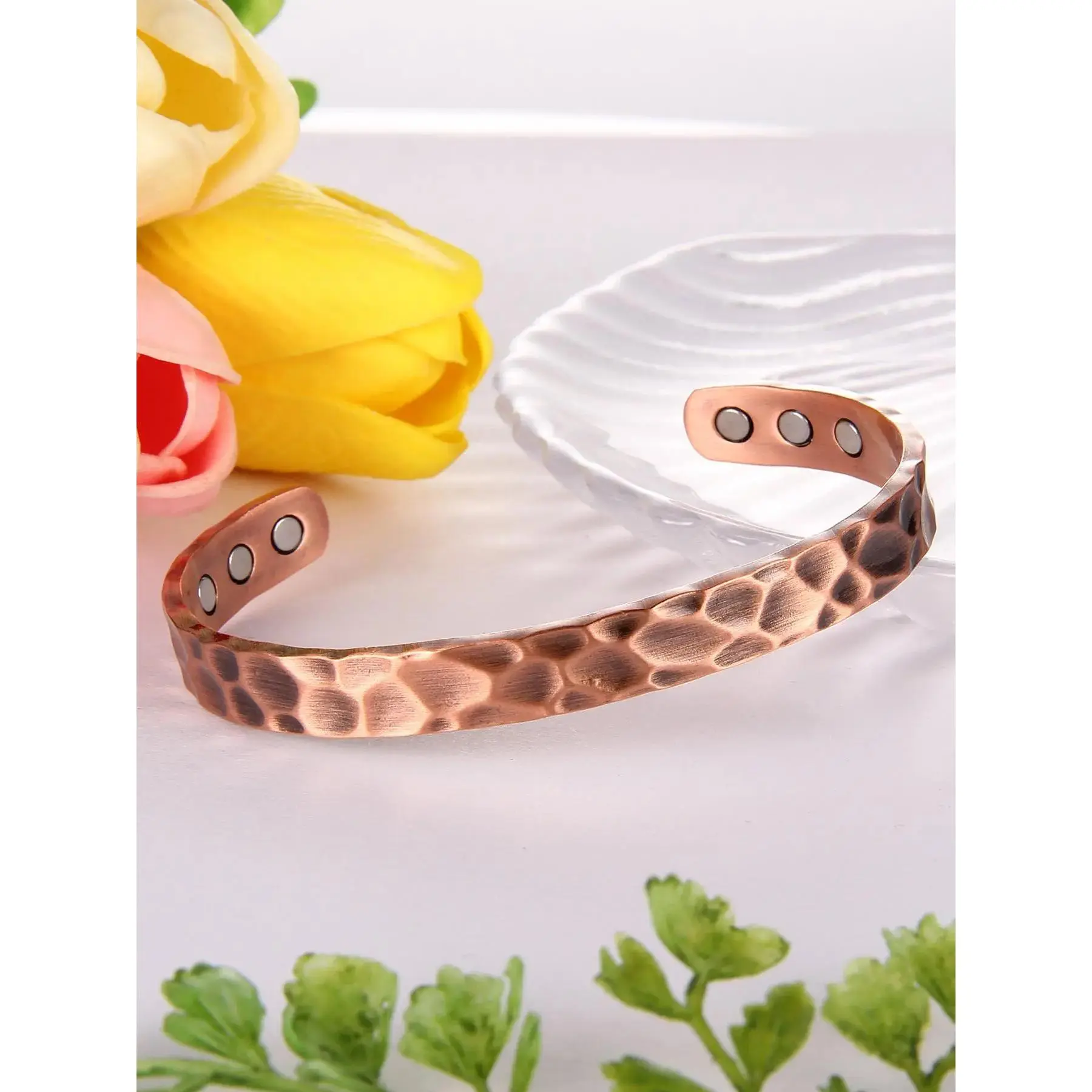Textured Pure Copper Cuff Bangle, Vintage Streetwear Fashion Bracelet for Men & Women, Open Cuff Statement Jewelry Gift, Cuff Bangles Bracelets