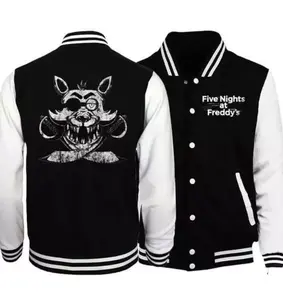 Foxy FNAF 3 Varsity Baseball Jacket Unisex, Five Nights at Freddy’s Bomber, Horror Gaming Streetwear, Scary Outfit Gift for Players