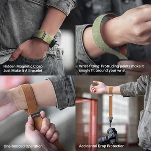 Pgytech camera wrist strap for photographers adjustable quick release camera hand strap for Sony, Nikon, Canon, GoPro (green)