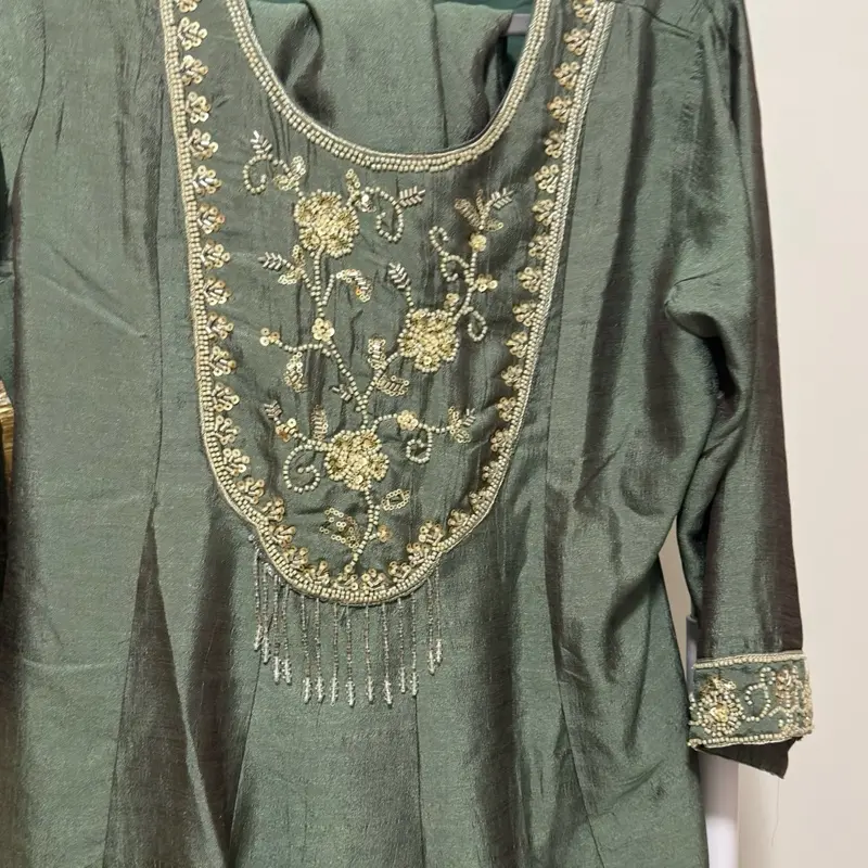 Metallic Sage Green Formal Suit for Women, Stylish Slim-Fit Occasion Wear