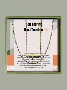 Women's Elegant Chain Necklace Set, Exquisite Trendy Cross Pendant Necklace, Chic Jewelry As Gift for Teacher with Gift Card & Gift Box