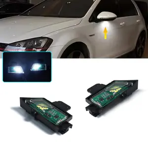 2pcs Car LED Side Under Mirror Lamps Puddle Light For Volkswagen VW Golf 7  Variant GTI MK7 R20 Sportsvan Touran MK3 T5, Replace OEM # :5G0945291 5G0945292
