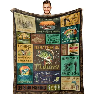 Fishing Gifts for Men/Women, Fishing Blanket 60"x50", Cool Funny Fishing Gifts for Teen Boys, Fish Themed Blanket