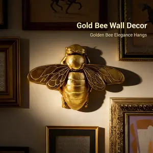 Golden Resin Bee Wall Mounted Decorative Artwork for Living Room & Office Classic Style Creative Home Decor ltems - Design Artistic Decoration