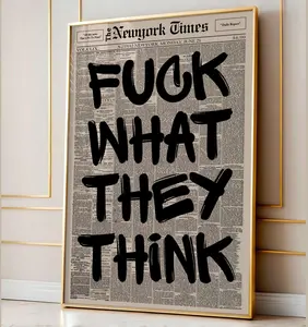 Retro Fuck What They Think Newspaper Poster, Motivation Poster, Aesthetic Typography Wall Art, Canvas Wall Decor, Powerful Quote Art Print