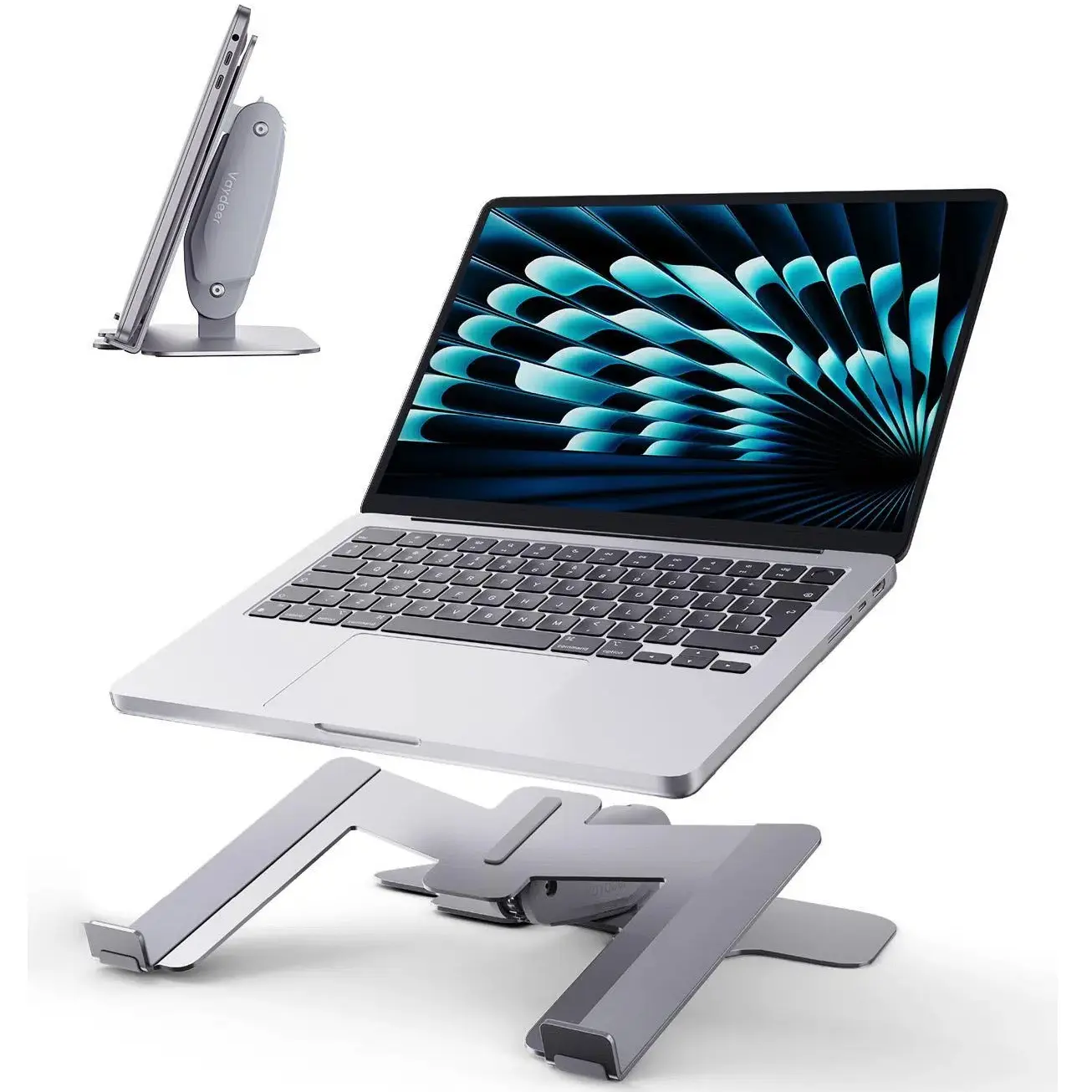 Vaydeer Metal Adjustable Laptop Stand - Rotating, Dual-Mode Desk/Vertical Use, Space-Saving Ergonomic Laptop Tray for Home Office, Fits MacBook, Chromebook, Surface, Dell, Computer Stand