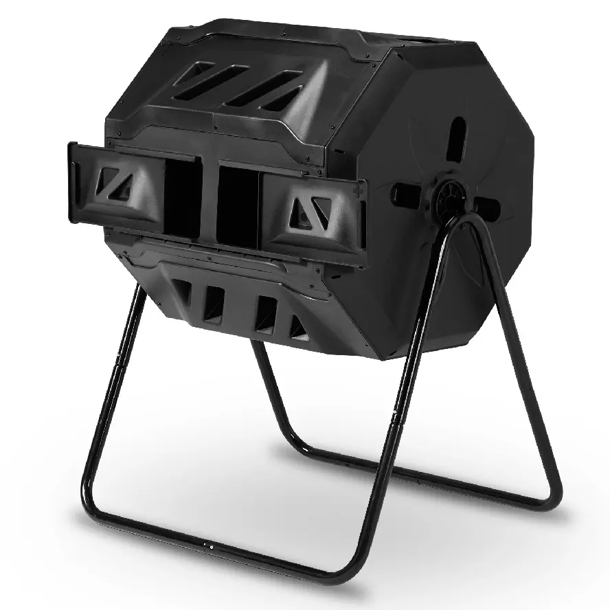42 Gallon Dual Chamber Compost Tumbler Bin, Rotating Outdoor Composting System with 360° Tumbling Design, Garden Waste Recycler for Backyard Gardeners, Eco-Friendly Home Composting