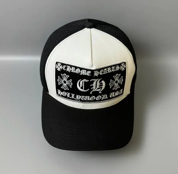 Chrome Hearts Style Gothic Cross Patch Trucker Hat, Embroidered CH Hollywood Mesh Baseball Cap, Adjustable Streetwear Unisex Snapback  buy1 get 1