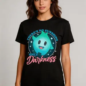 Men's Black Classic Oversized Short-Sleeve Graphic T-Shirt - Unisex Clothes, "No Sunshine Only Darkness" Starry Night Prints, All-Season Casual Sports Top Fan Merchandise (Graphic Tees, Te)
