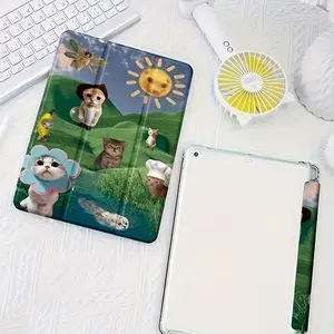 Multiple Cat Shapes Pattern Tri-Fold iPad Case with Built-in Pencil Holder, Auto Sleep/Wake, Adjustable Stand, Compatible with iPad Air 8 2026 M4 11" 13", iPad 10th/11th Gen, iPad Pro/Air, iPad 2025 & Galaxy Tab S9 FE+ 12.4", Ideal for Personal Use