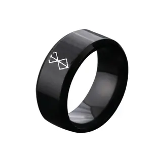 Berserk Ring - Unisex Stainless Steel Band for Anime Fans Everyday Wear Trendy Style Non-Rusting Black Band