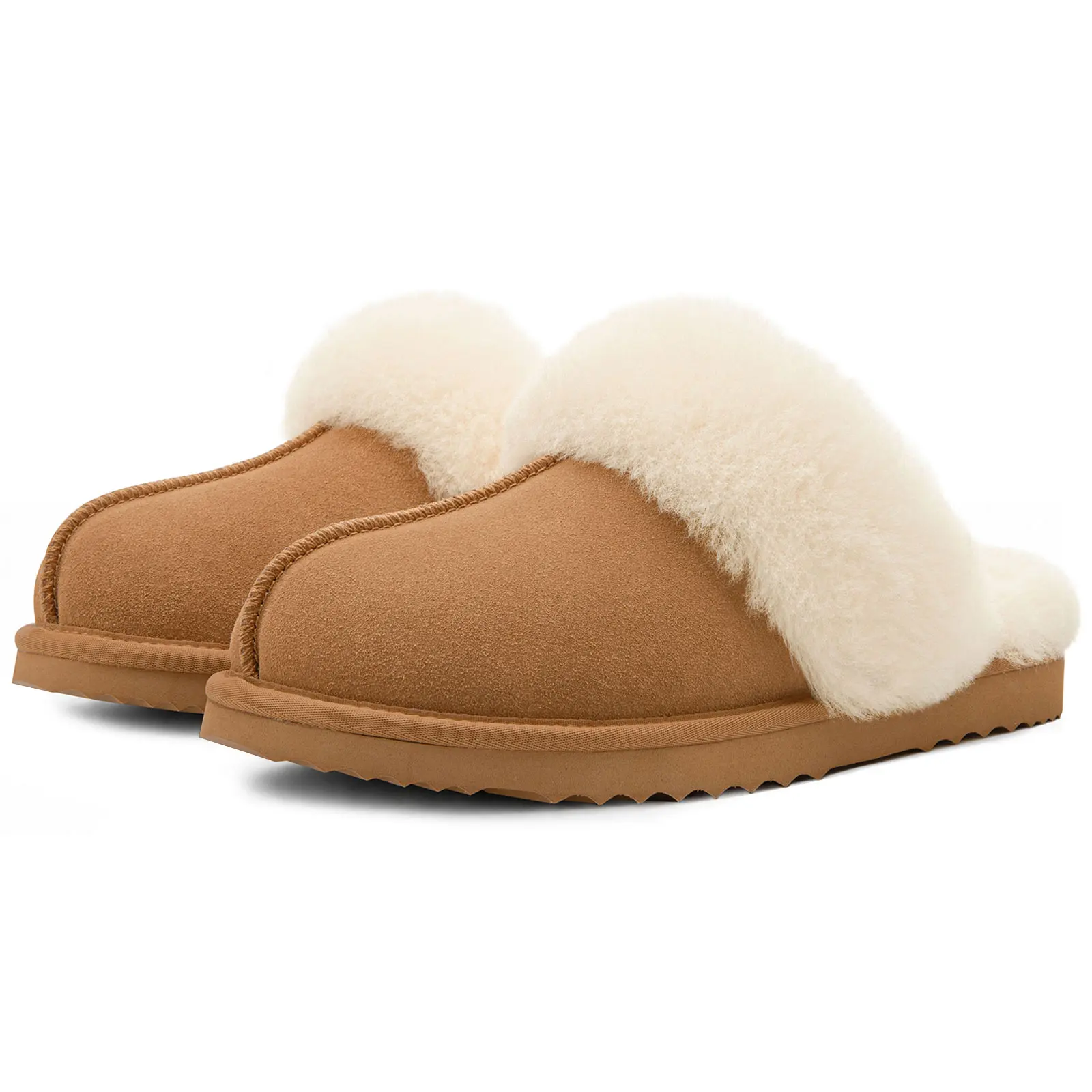 EverFoams Women's Sheepskin Slippers Suede House Shoes with Plush Collar | Supportive, Memory Foam, Indoor and Outdoor, Lightweight, Fuzzy, Slip-on, Gifts, Fashion