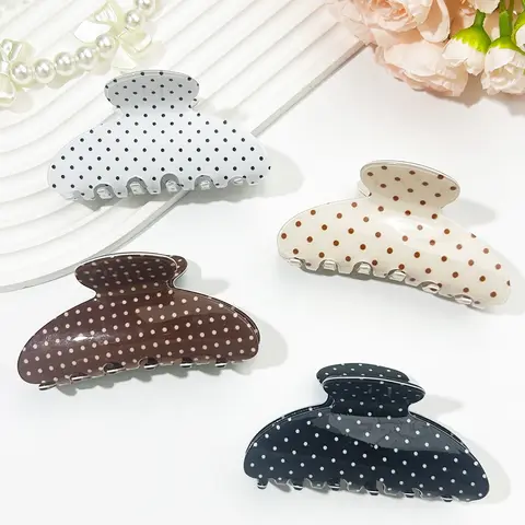 4pcs women's polka dot hair claws Claw Clip Pack, contrasting color hair accessories, multiple color choices, suitable for parties, weddings, vacations, gifts, daily leisure hair accessories, Hair Clips, Hair Claws Set