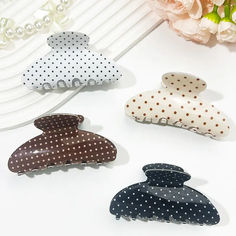 4pcs women's polka dot hair claws Claw Clip Pack, contrasting color hair accessories, multiple color choices, suitable for parties, weddings, vacations, gifts, daily leisure hair accessories, Hair Clips, Hair Claws Set