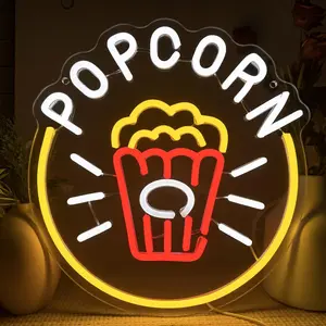 Popcorn-Shaped Illuminated Sign, Novelty Wall-Mounted Neon Light, Lighting, Soft Illumination, Acrylic Construction, USB Power Supply, Ideal for Decorating Home Theaters, Commercial Cinemas, Dessert Shops