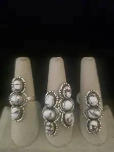 Wild Horse Jasper Three Stone Silver Ring