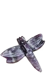 Amethyst Crystal Dragonfly Figurine 3.25 x 2.5 Inch Healing Crystal for Spiritual Protection Transformation Natural Handcrafted Purple Hue Meditation Space Altar Gift