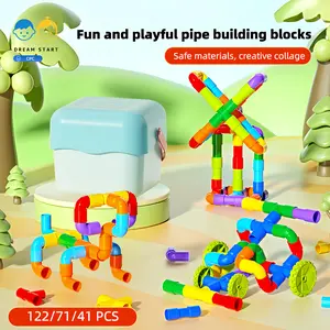Colorful Interlocking Pipe Blocks Building Set, CPC Certified Safe Material, Creative Construction Toys for Kids & Adults, 41pcs Bag/71-122pcs with Storage Bucket, Heat-Resistant DIY Puzzle Toy