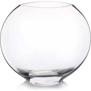 Moon Bowl Glass  Vases, H 6.50" W 3.5" L7.0 Clear  Container with Oval Eye Shape Opening for Desktop Decor ()