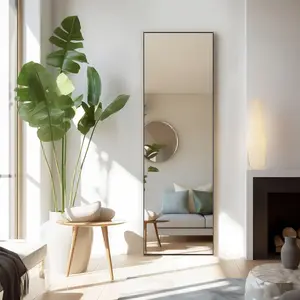 CONCETTA 59"x16", 64"X21" Rectangle Full Length Mirror, Full Body Standing Mirror Floor Mirrors, Black