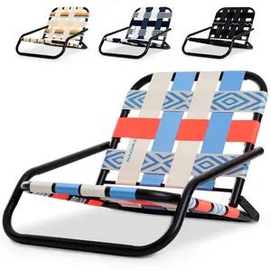 WOVN Low Beach Chairs - Premium Folding Beach Chair for Adults - Low Profile, Super Lightweight with Portable Shoulder Strap - Great for Sand and Lawn - Baja